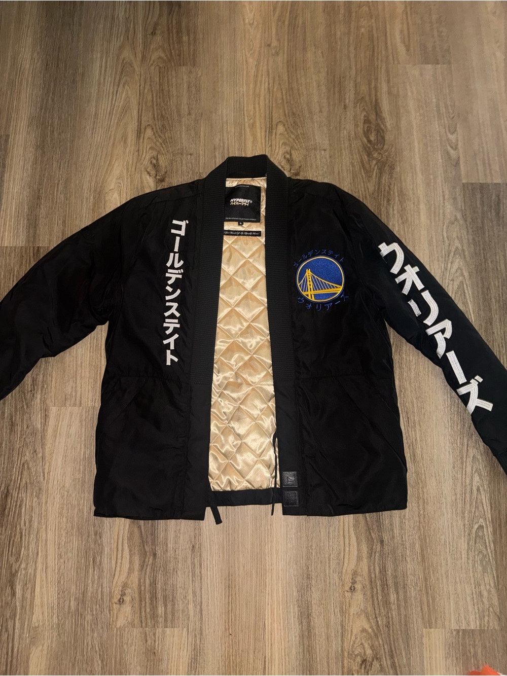 HYPERFLY Golden State Black Quilted KATANA Jacket with Embroidered Logo